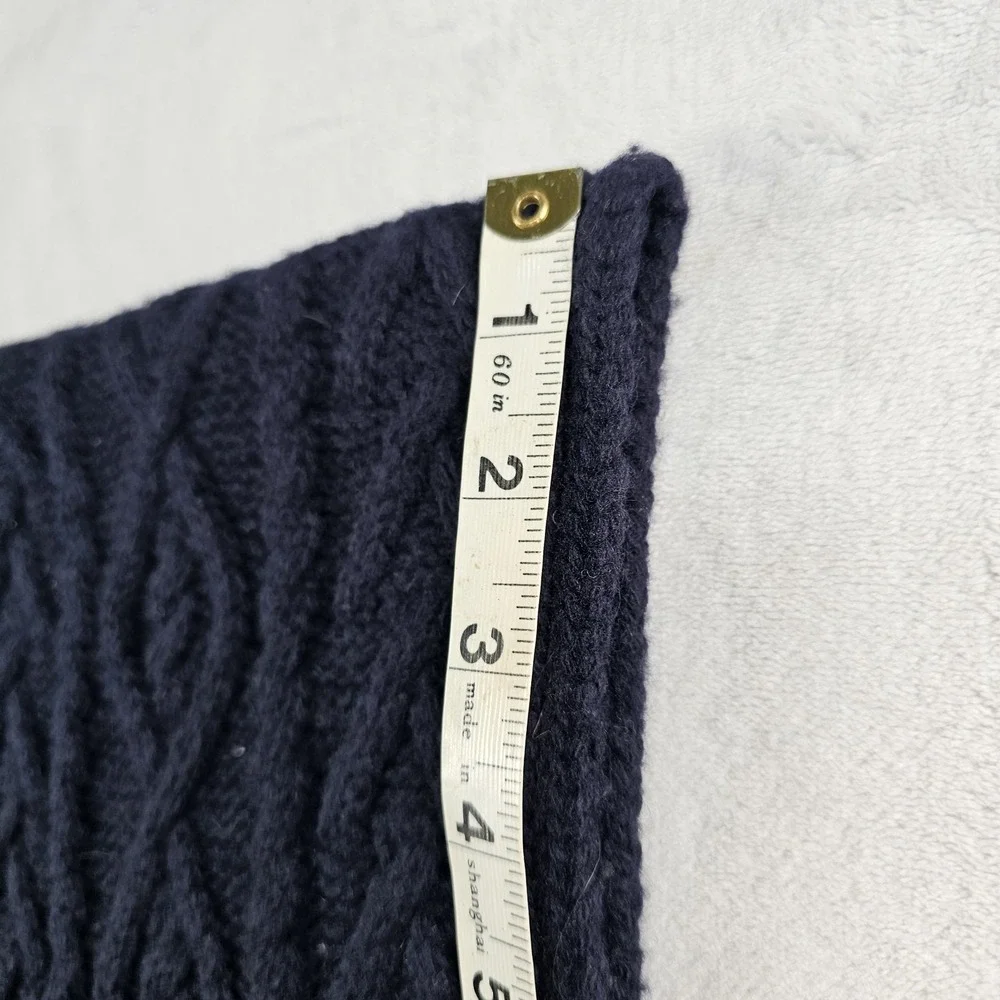Polo Ralph Lauren RL 67 Lambs Wool Scarf Navy Cable Knit American USA Flag 8x66